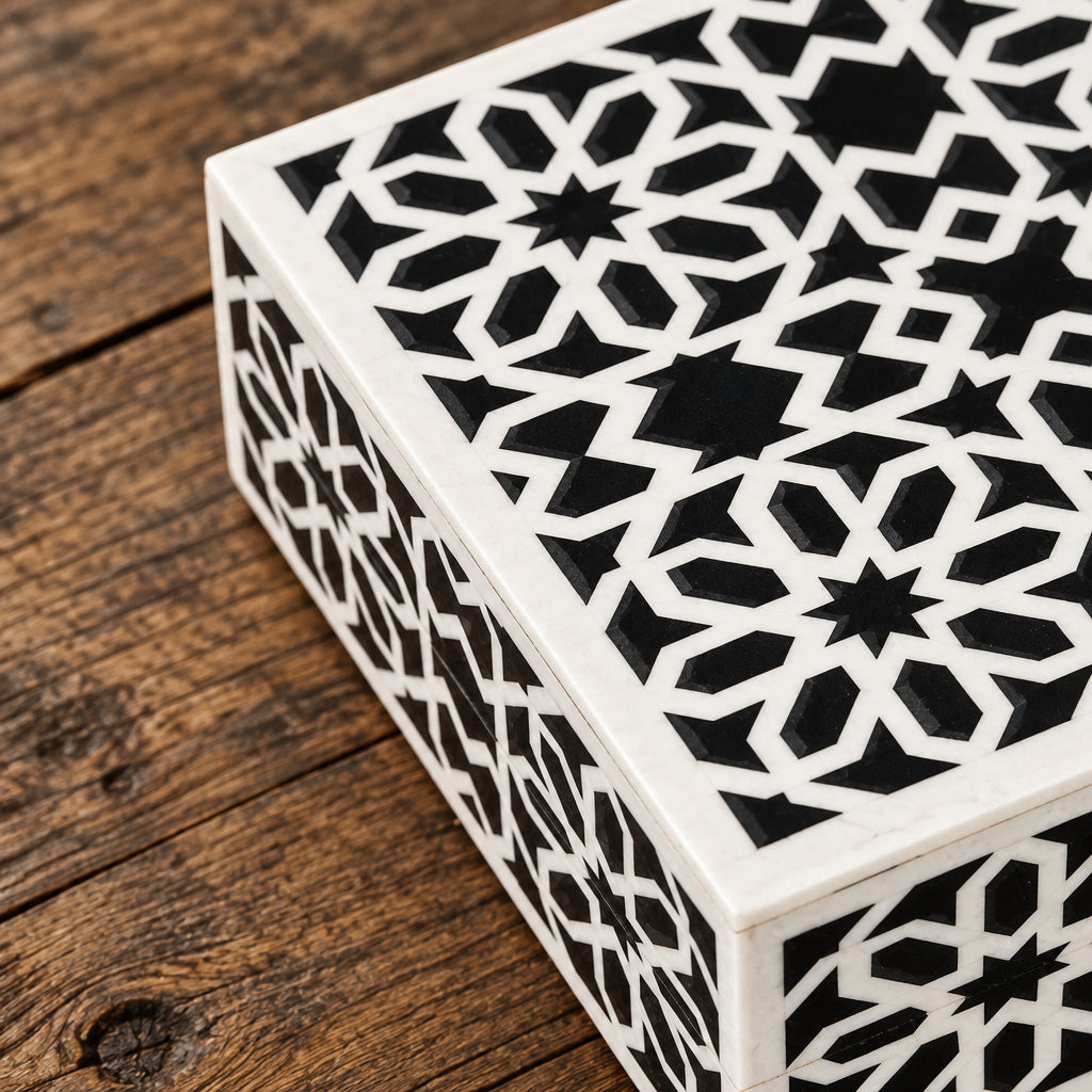 Shiraz Design Handcrafted Decorative Boxes in Black & White