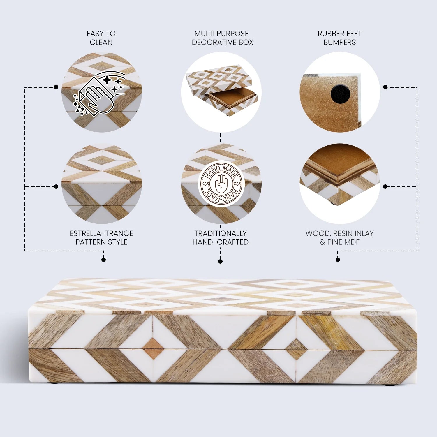 Marquet Array Wood & Resin Inlay Handcrafted Decorative Boxes