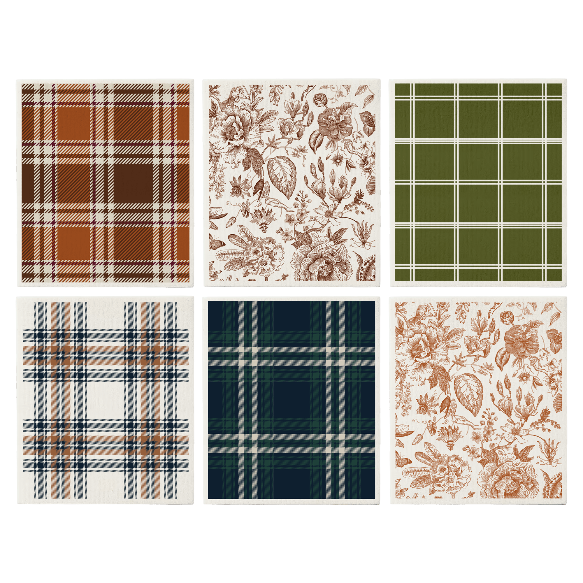 Fall Pattern Swedish Dishcloths - Set of 6