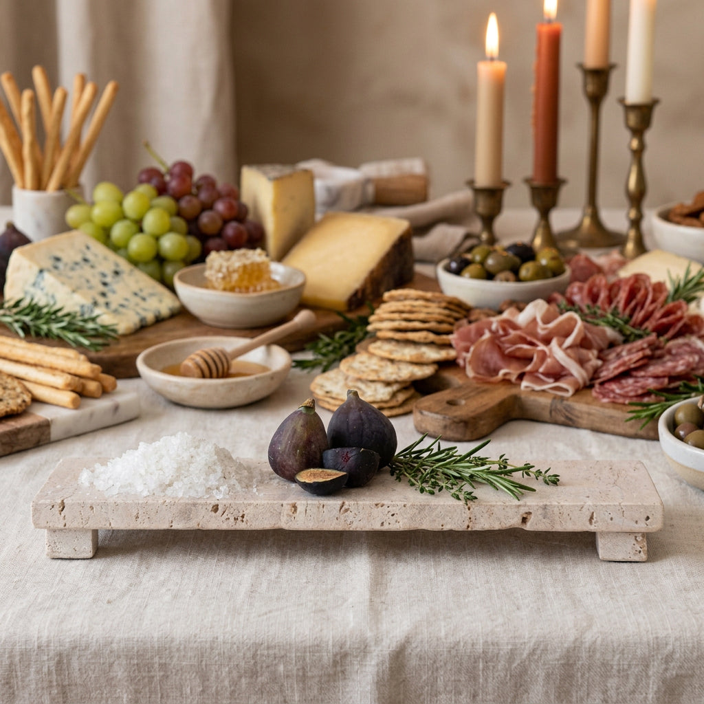 Travertine Stone Footed Cheese & Serving Board