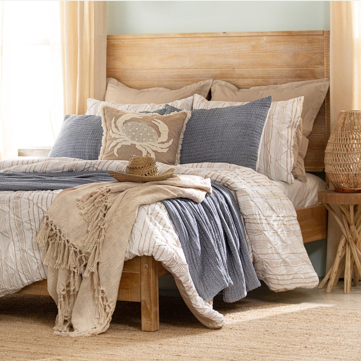 Solid Kantha Pick Stitch Yarn Dyed Cotton Woven Quilt Sets - 5 Colors