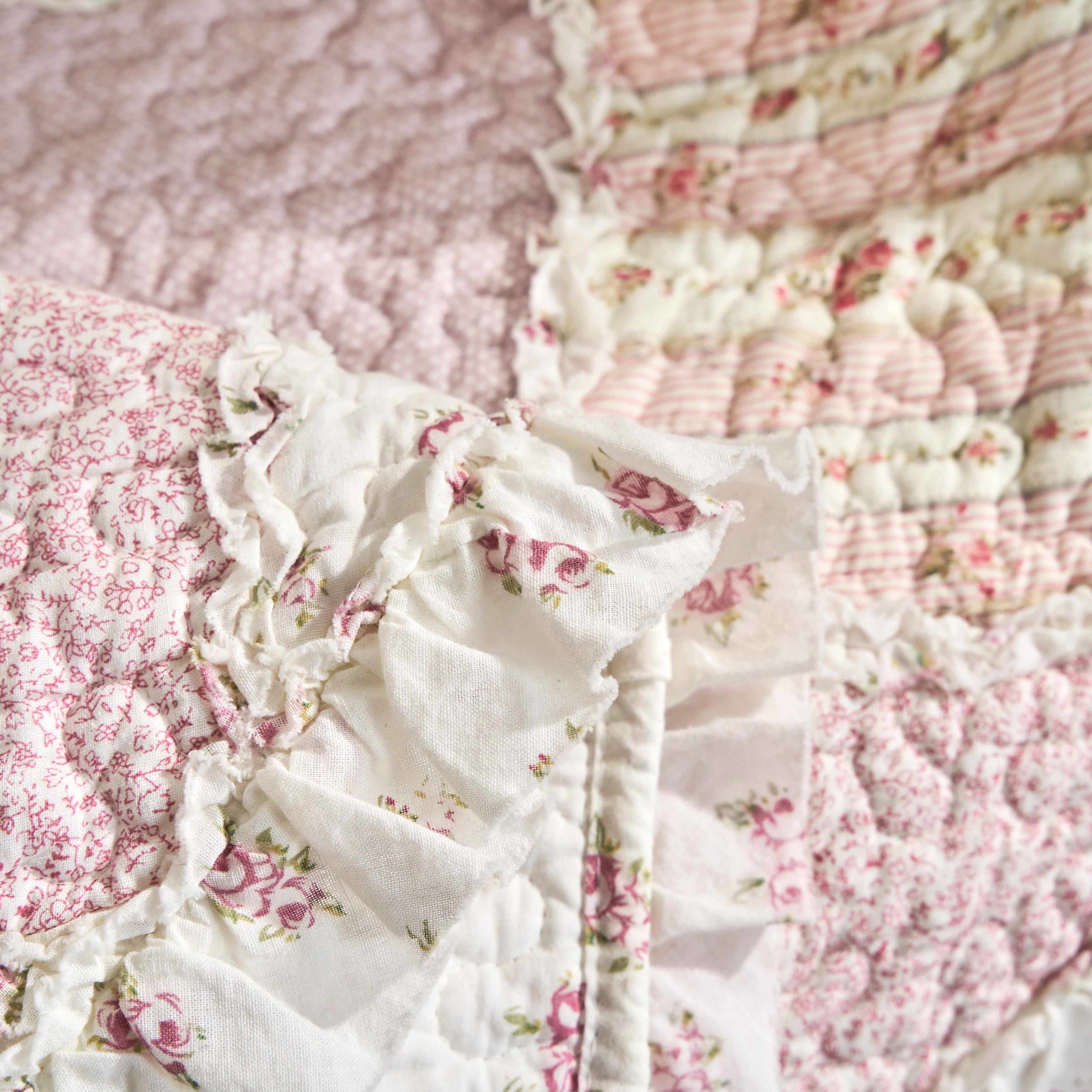 Cotton Patchwork Quilted Blanket - Floral Cottage