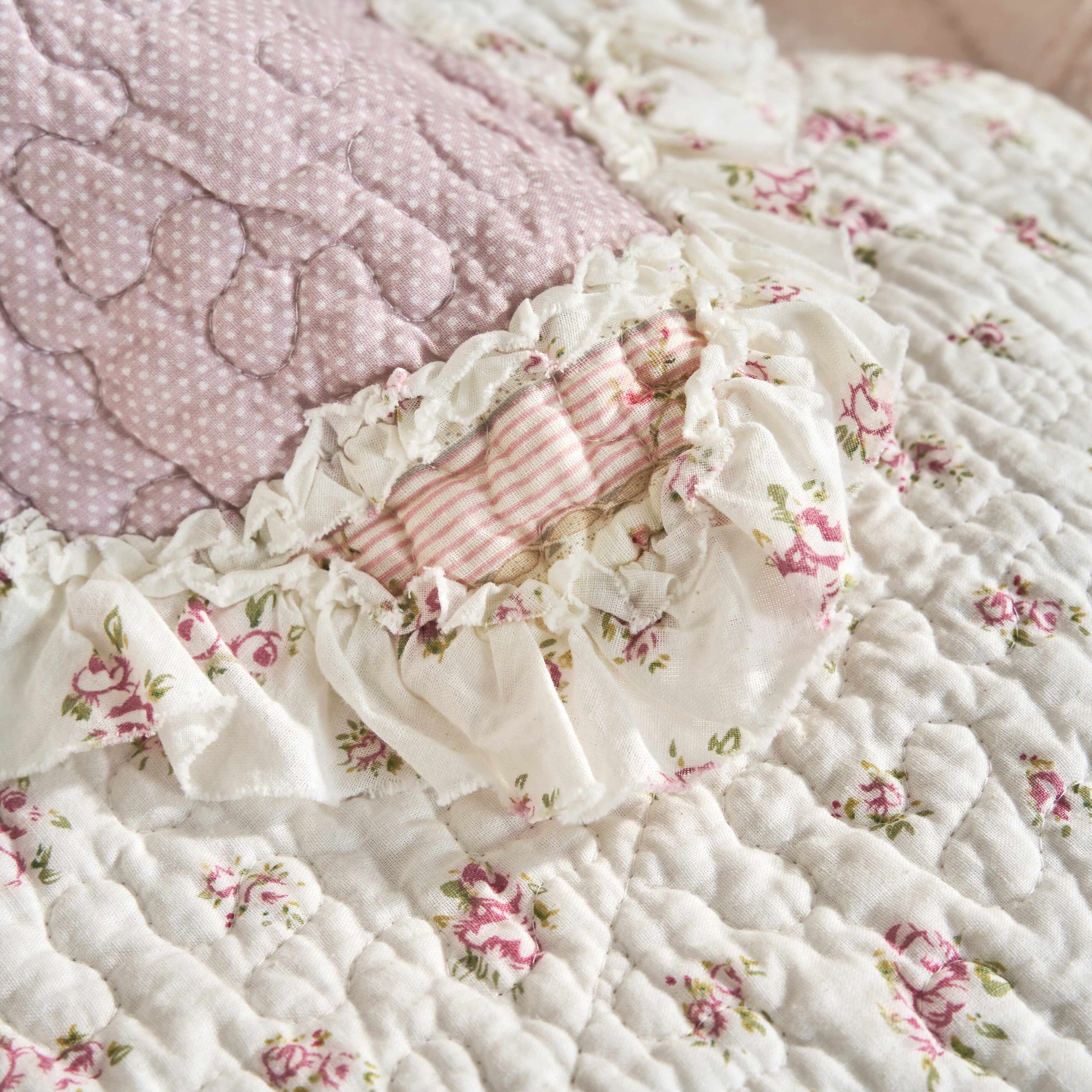 Cotton Patchwork Quilted Blanket - Floral Cottage