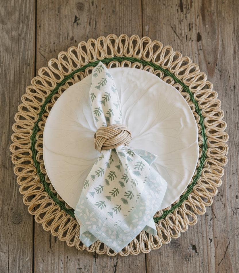 Claire Blockprint Dinner Napkin in Serene - Set of 4