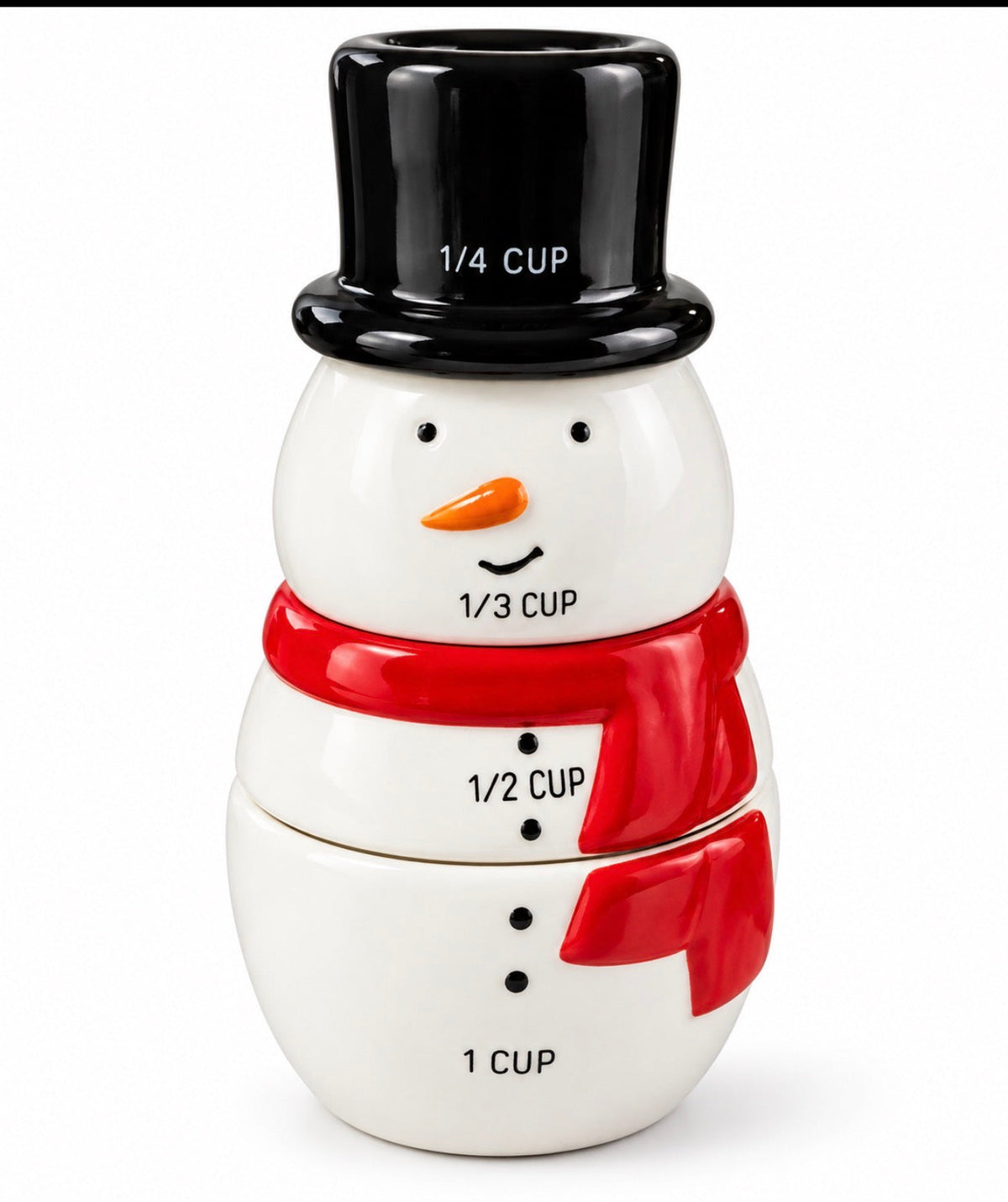 Stacked Snowman Ceramic Measuring Cups