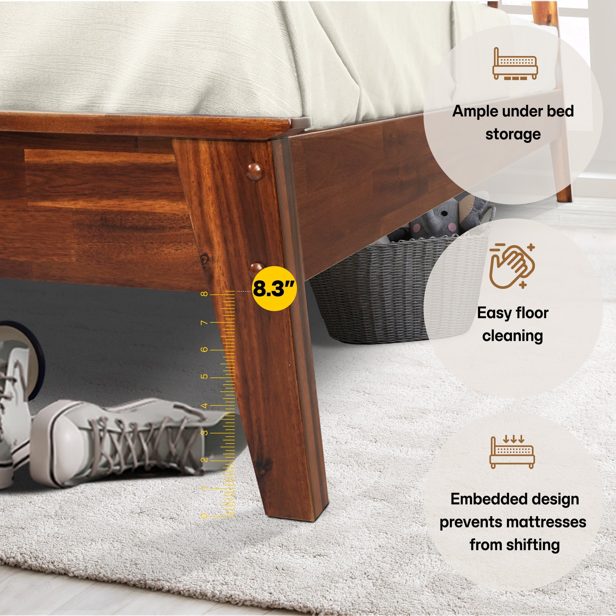 Kaylin Solid Acacia Wood Bed Frame