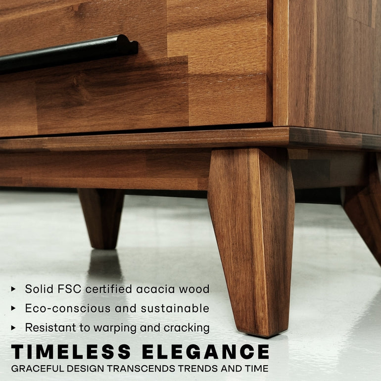 Acacia Linea Solid Wood Dresser in Caramel or Walnut