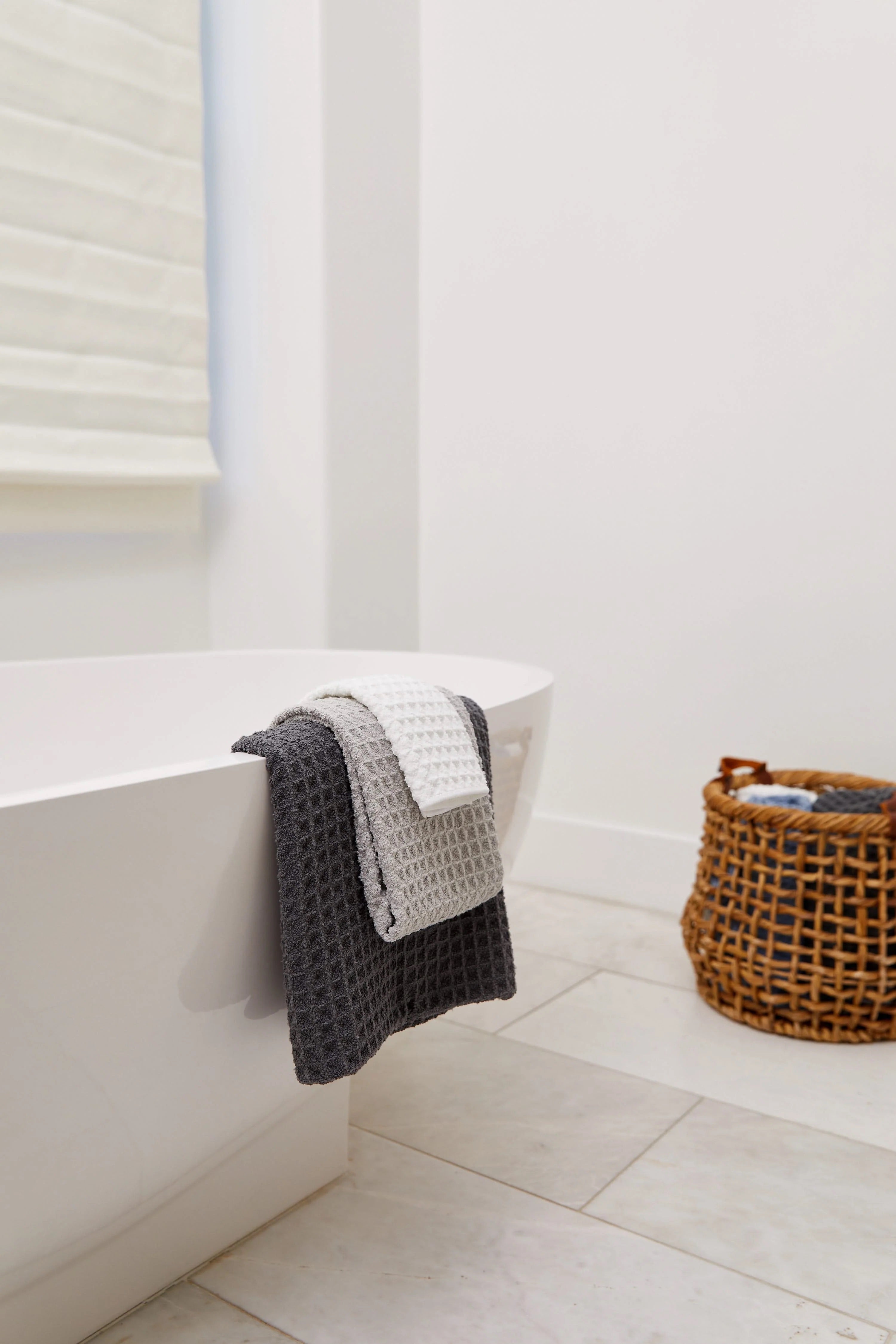 Cloud Waffle Bath Towels in White