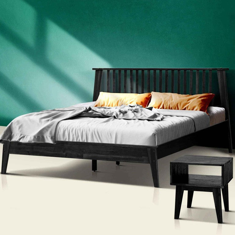 Kaylin Acacia Bed Frame & Nightstand Set