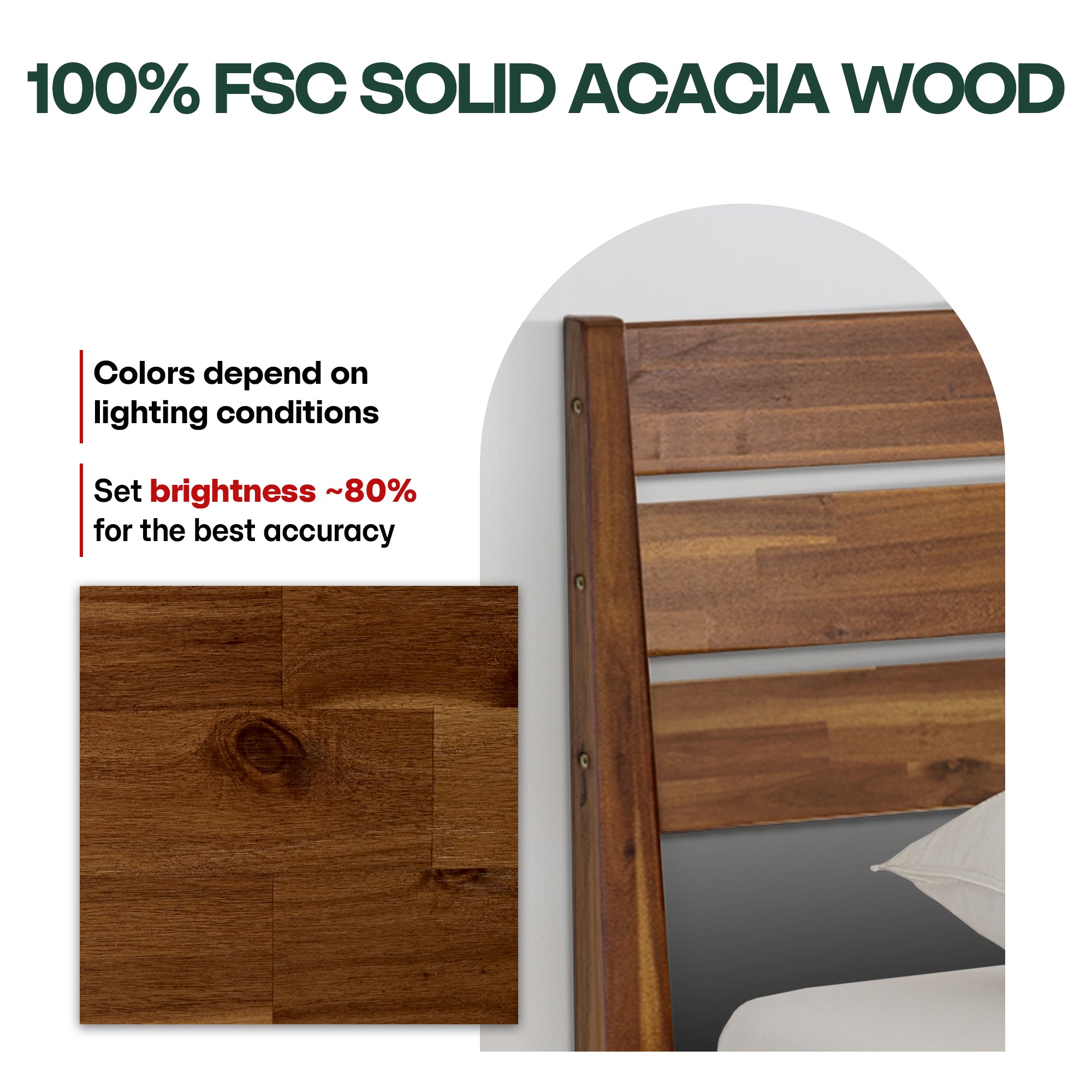 Emery Solid Acacia Wood Bed Frame - Multiple Finishes