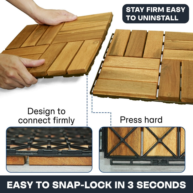 Solid Wood Deck Tiles - Box of 10, 2 Colors