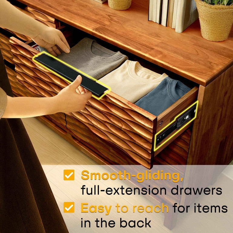 Elara Acacia Wood 6 Drawer Dresser - 3 Colors
