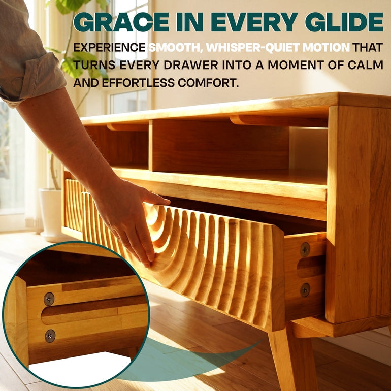 Harmony Solid Acacia Coffee Table with Drawers & Open Storage - 3 Colors