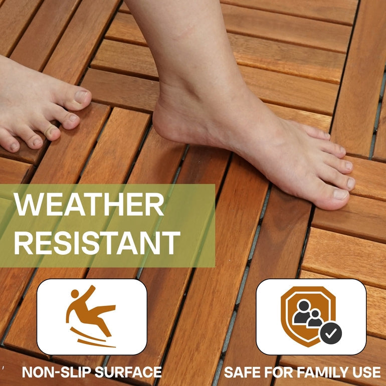 Solid Wood Deck Tiles Solid Slat Style - Box of 9, 2 Colors
