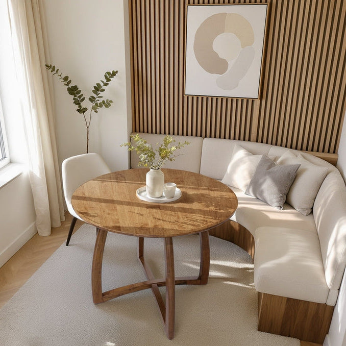 Alma 36 Inch Round Dining Table in Natural or Walnut Finish