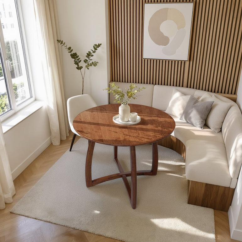 Alma 36 Inch Round Dining Table in Natural or Walnut Finish