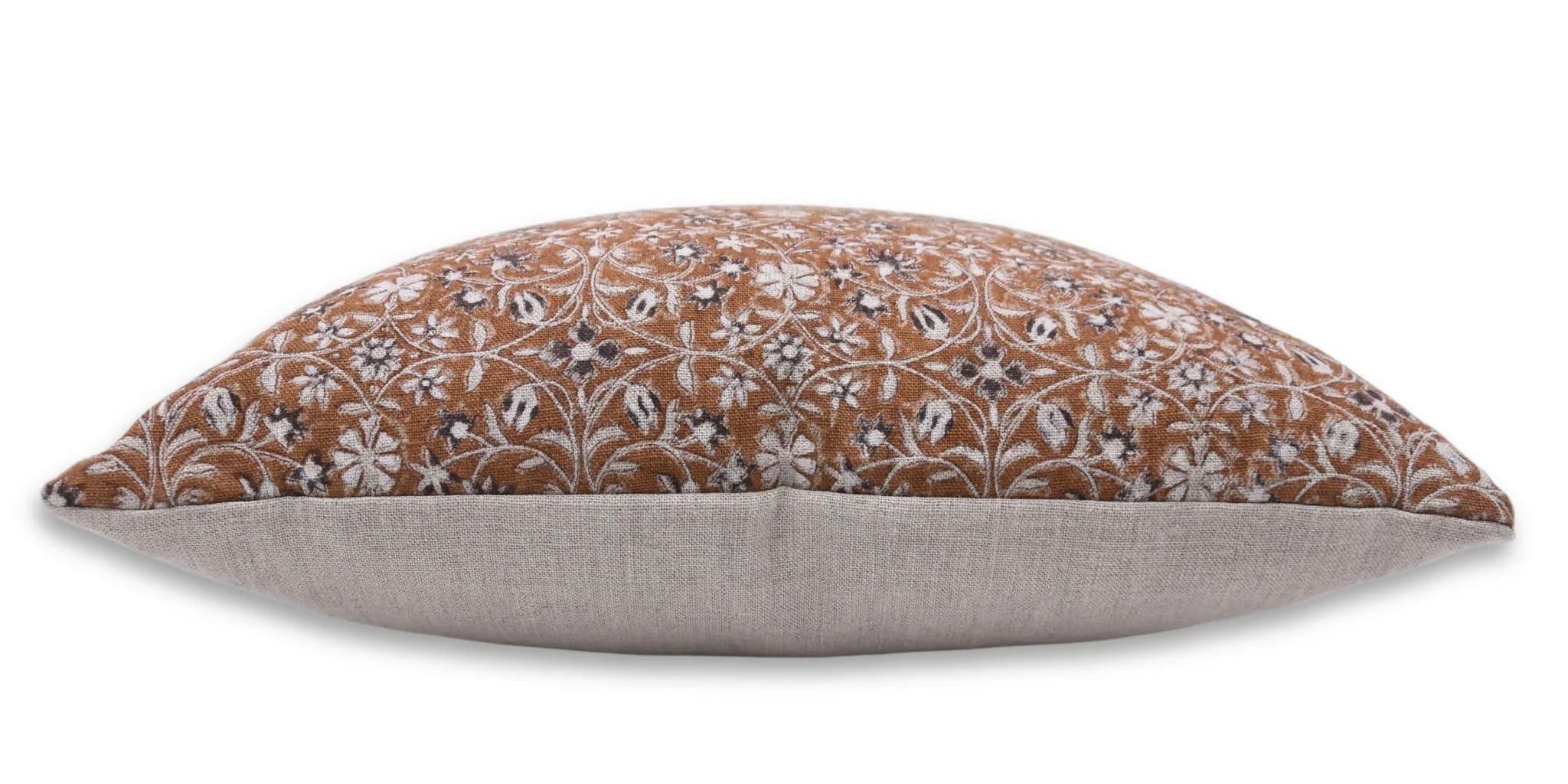 Brown Mahalaxmi Hand Block Printed Pillow Cover