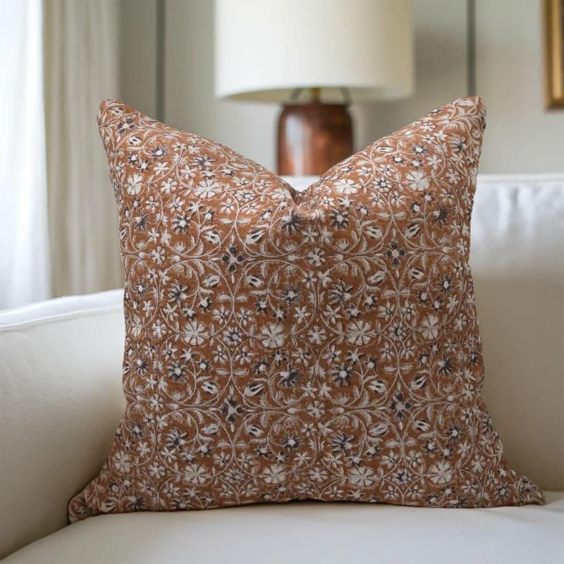 Brown Mahalaxmi Hand Block Printed Pillow Cover