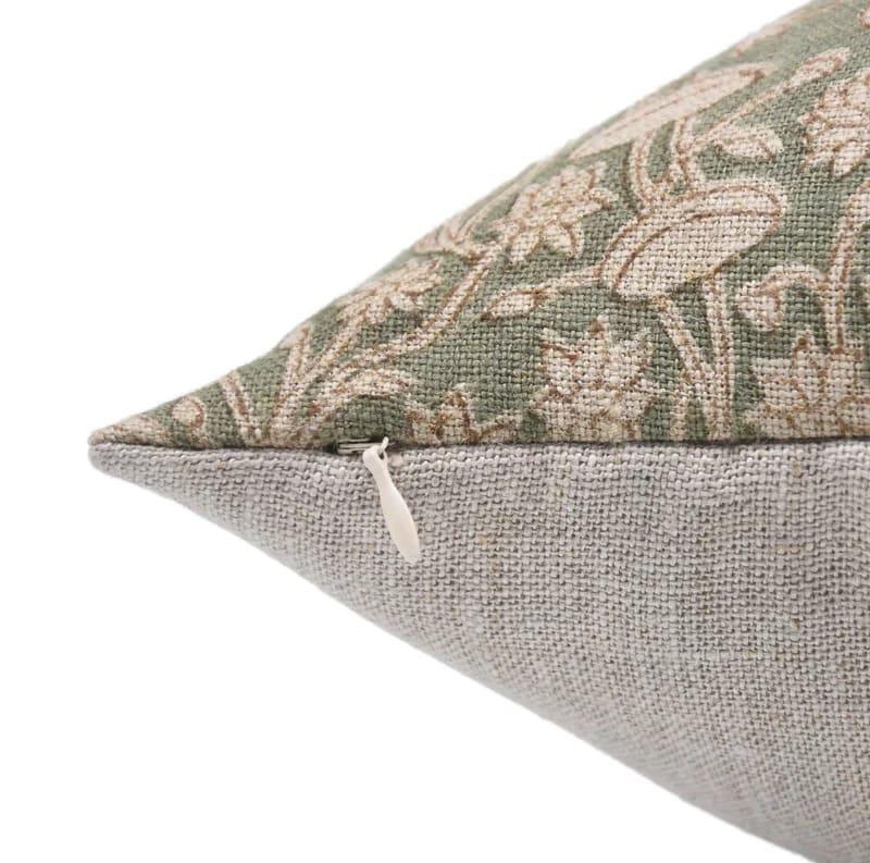 Pishta Handmade Green/Brown Block Print Pillow Cover