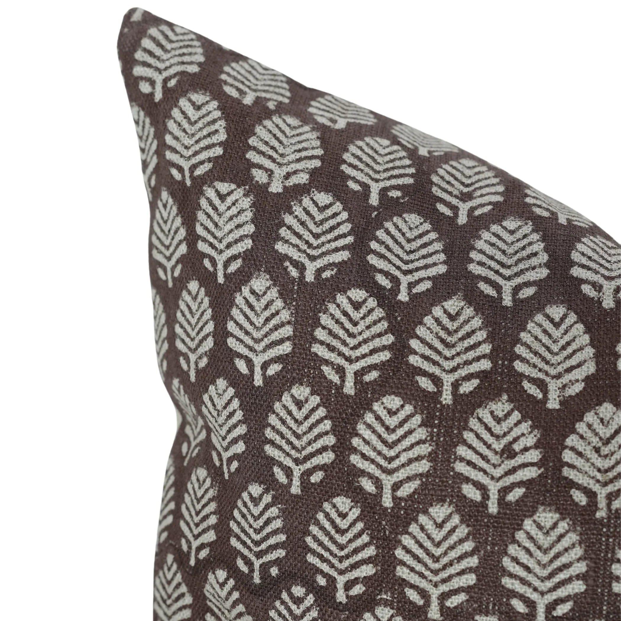 Sangmarmar Handmade Block Print Pillow Cover - Dark Brown
