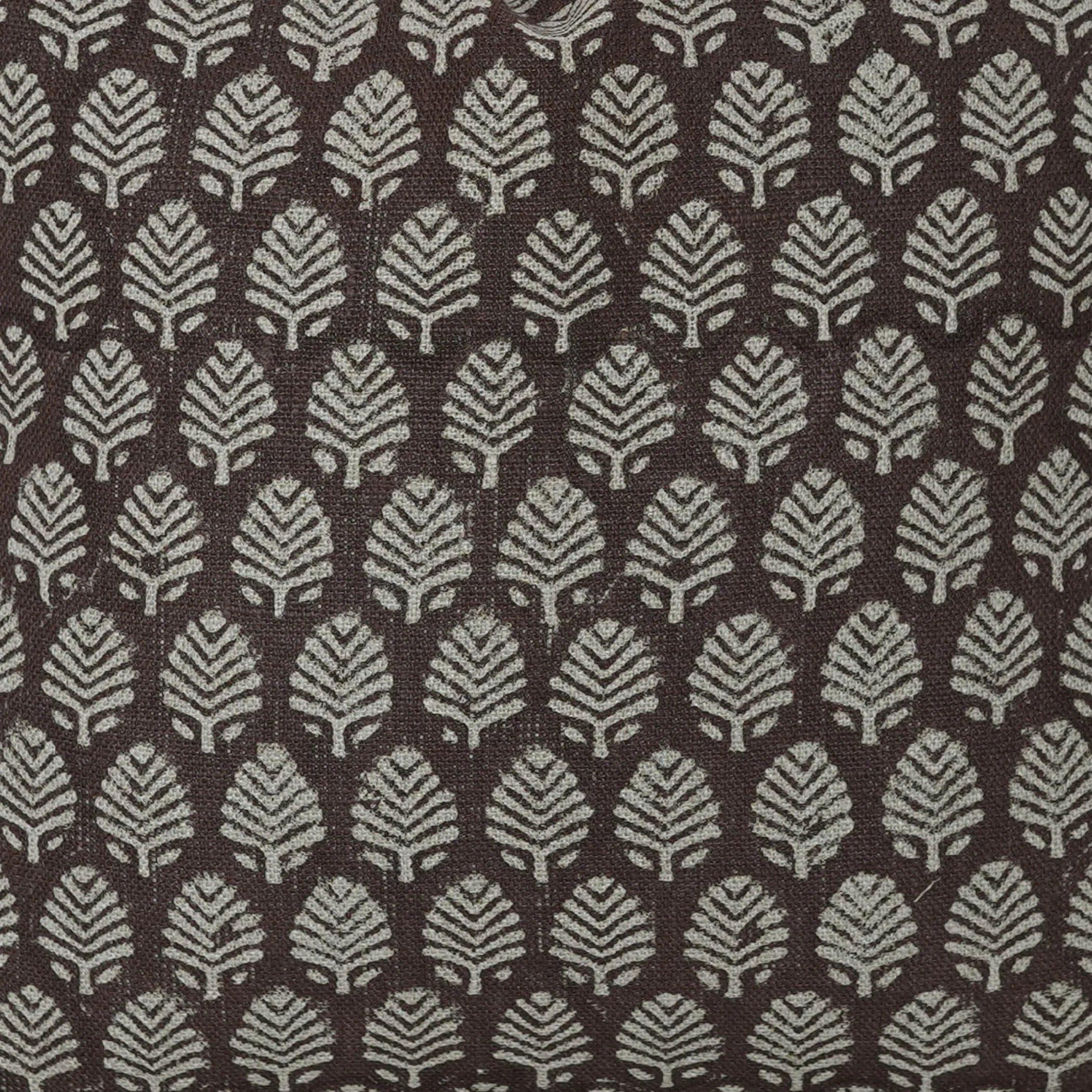 Sangmarmar Handmade Block Print Pillow Cover - Dark Brown