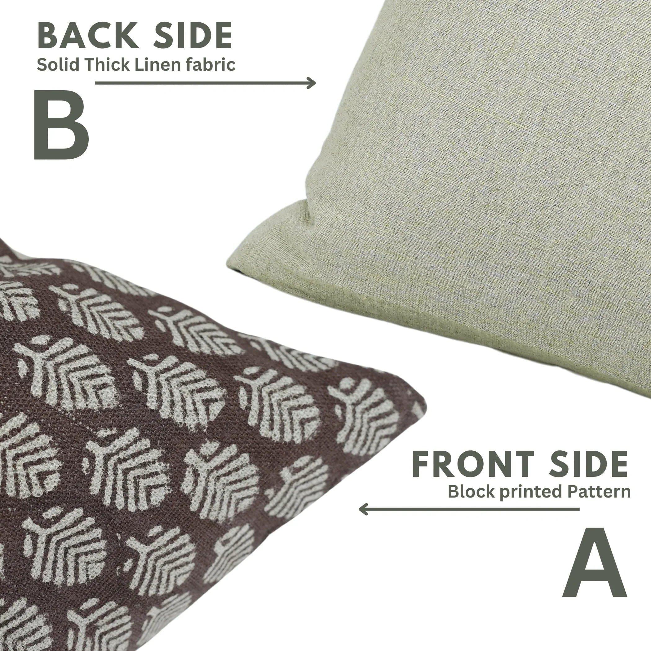 Sangmarmar Handmade Block Print Pillow Cover - Dark Brown