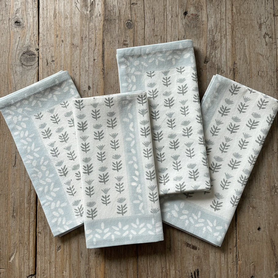 Claire Blockprint Dinner Napkin in Serene - Set of 4