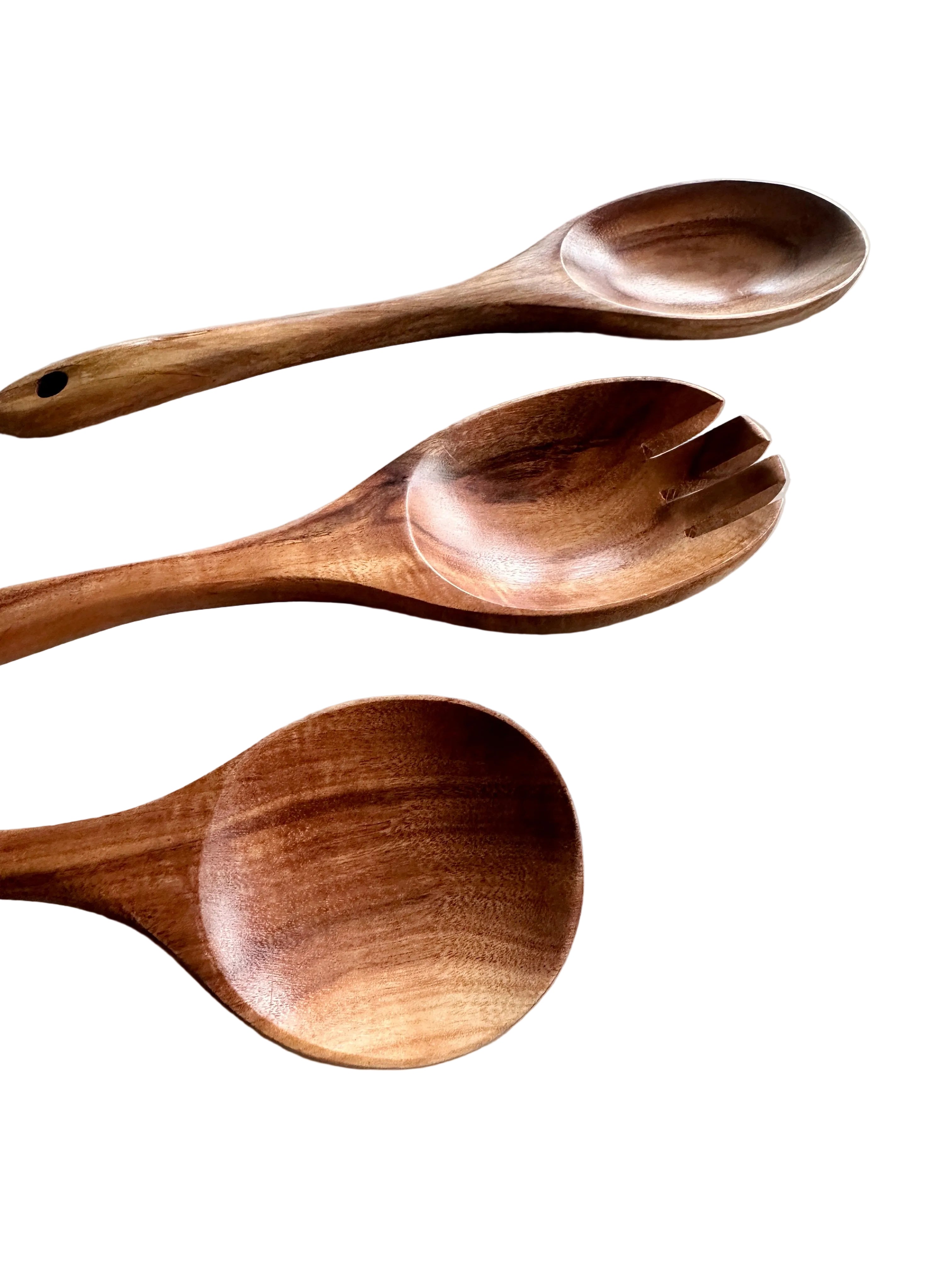 Teak Wooden Salad Spoons - Set of 3