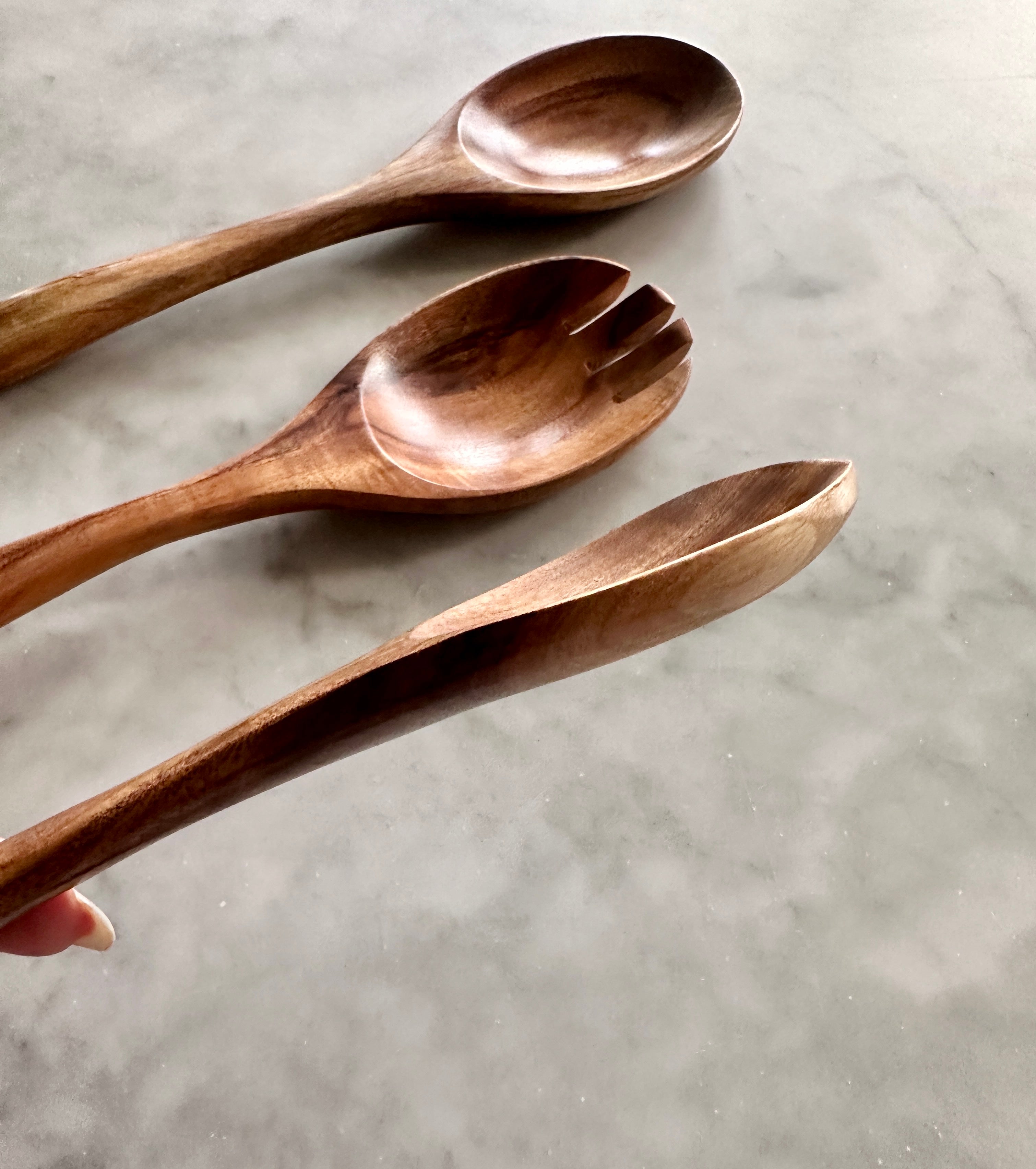 Teak Wooden Salad Spoons - Set of 3