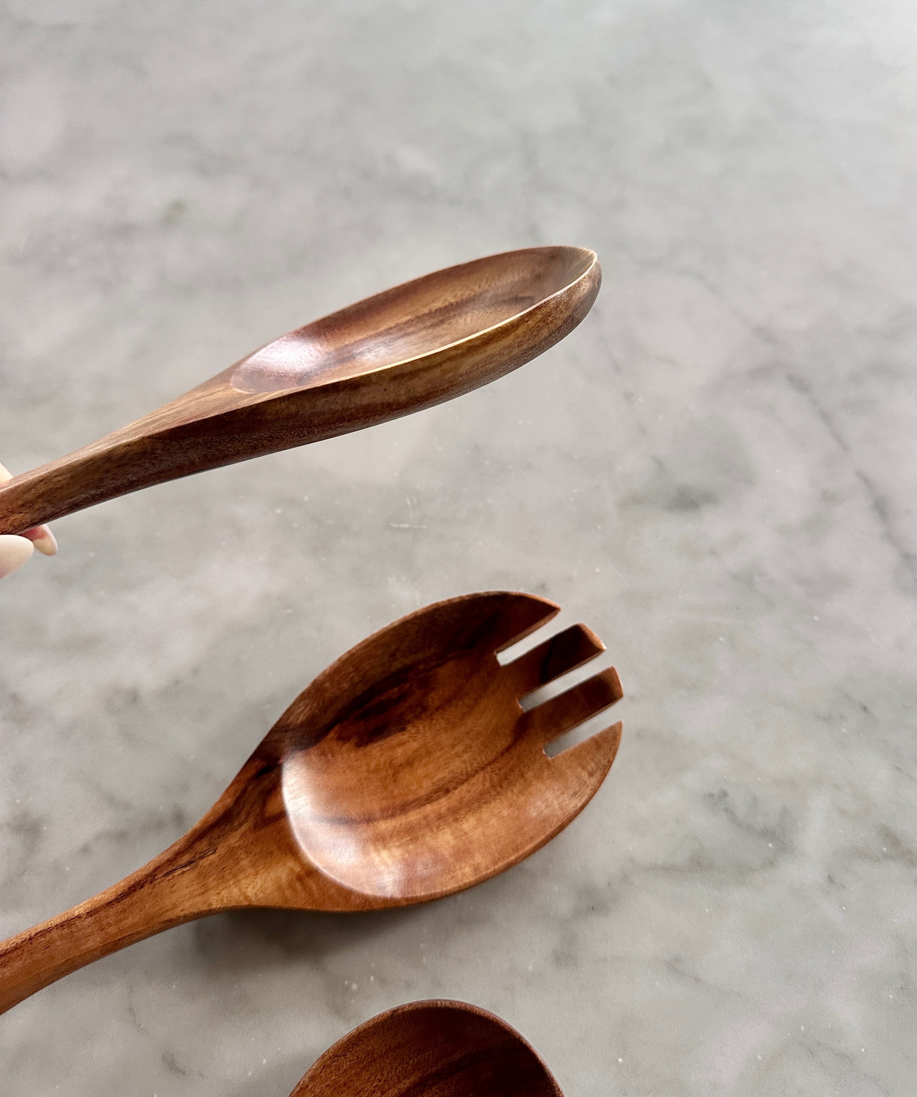Teak Wooden Salad Spoons - Set of 3