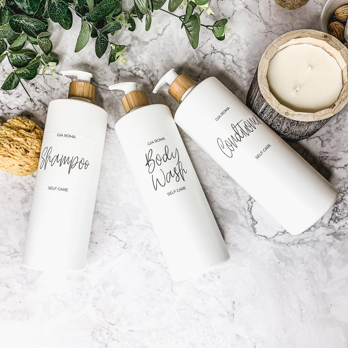 32oz Plastic White Dispensers with Customized Labels