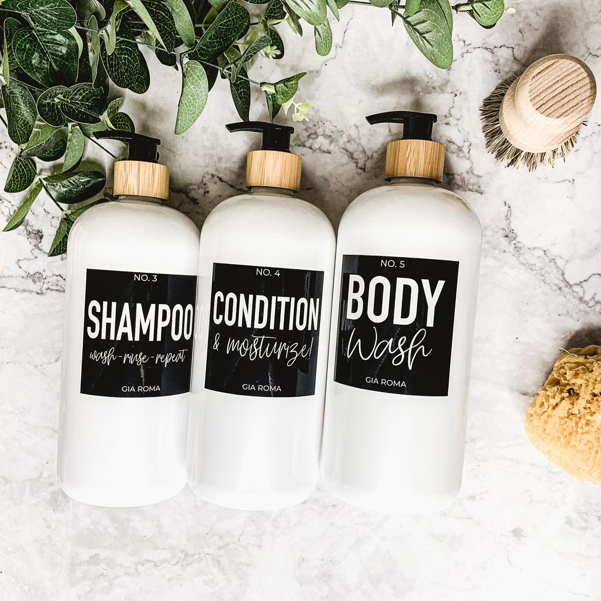 32oz Plastic White Dispensers with Customized Labels