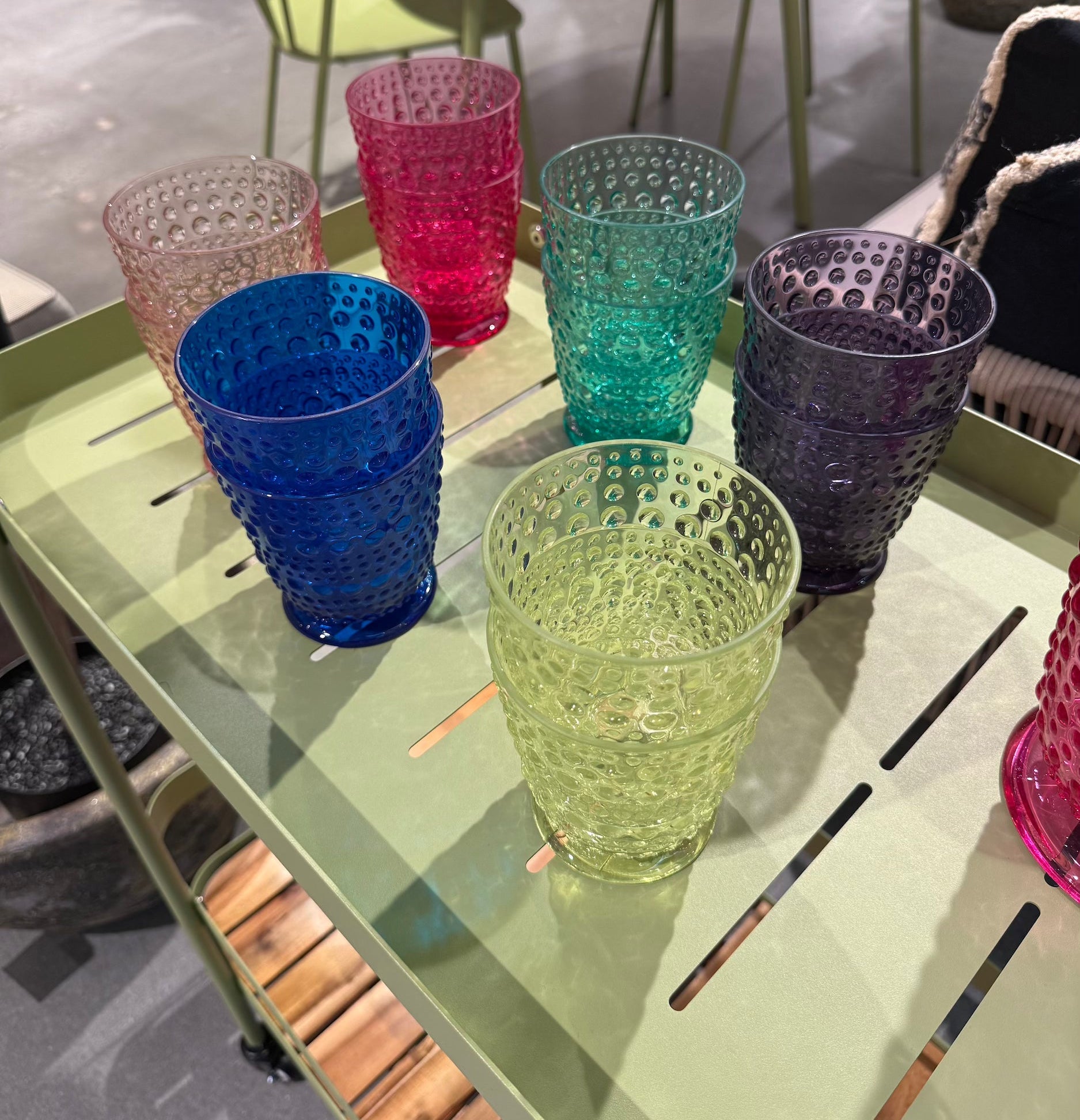 Acrylic Hobnail Tall Footed Drinking Glass - 6 Colors