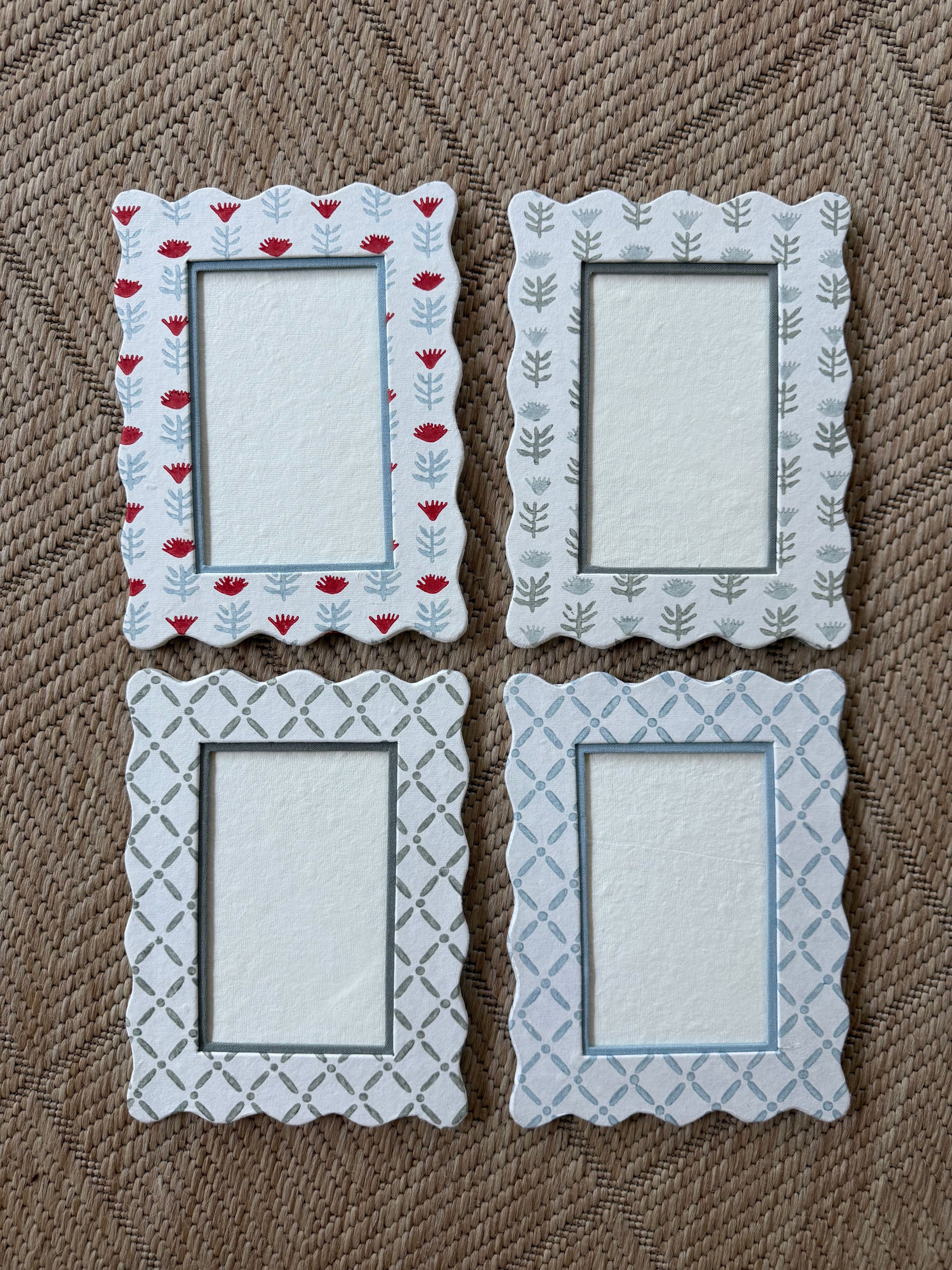 Block Printed Picture Frame - Croix Blue - 4x6