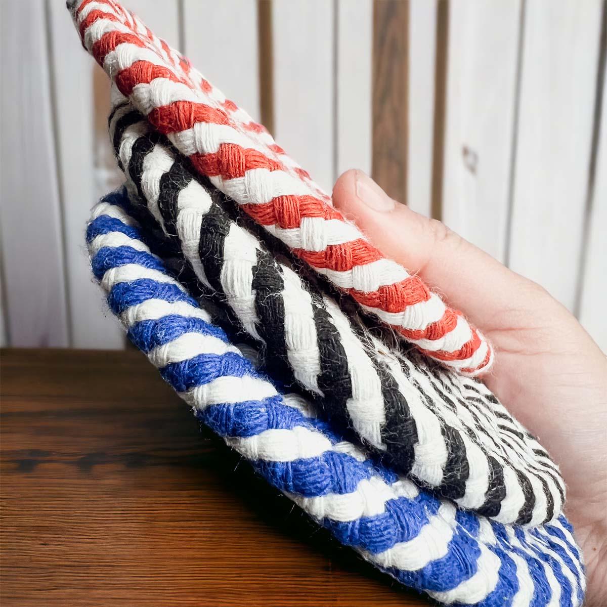 Blue and White Braided Coasters - Set of 4
