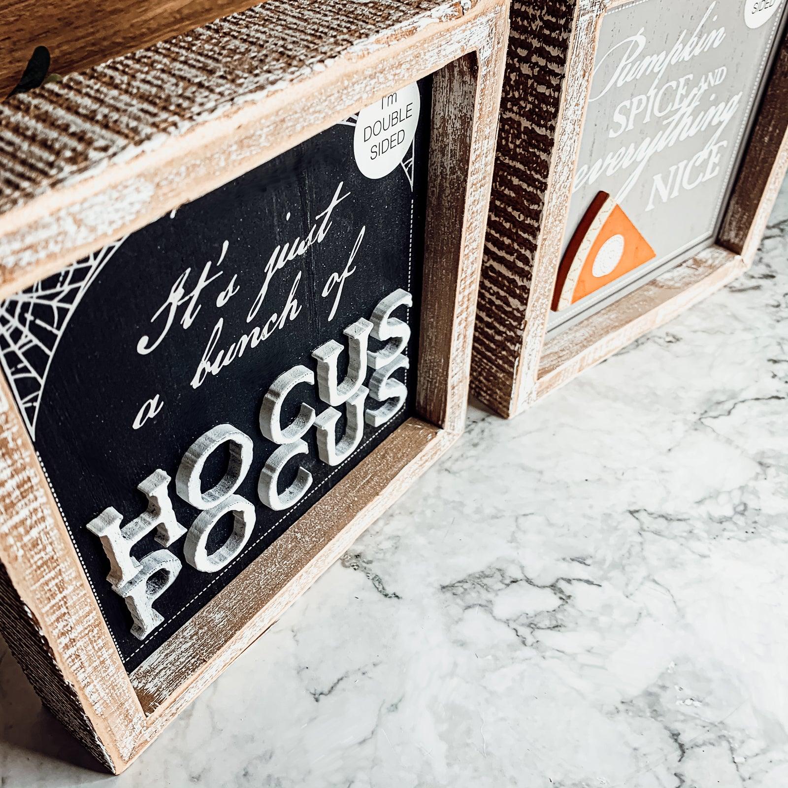 Hocus Pocus + Pumpkin Spice Double Sided Wood Sign