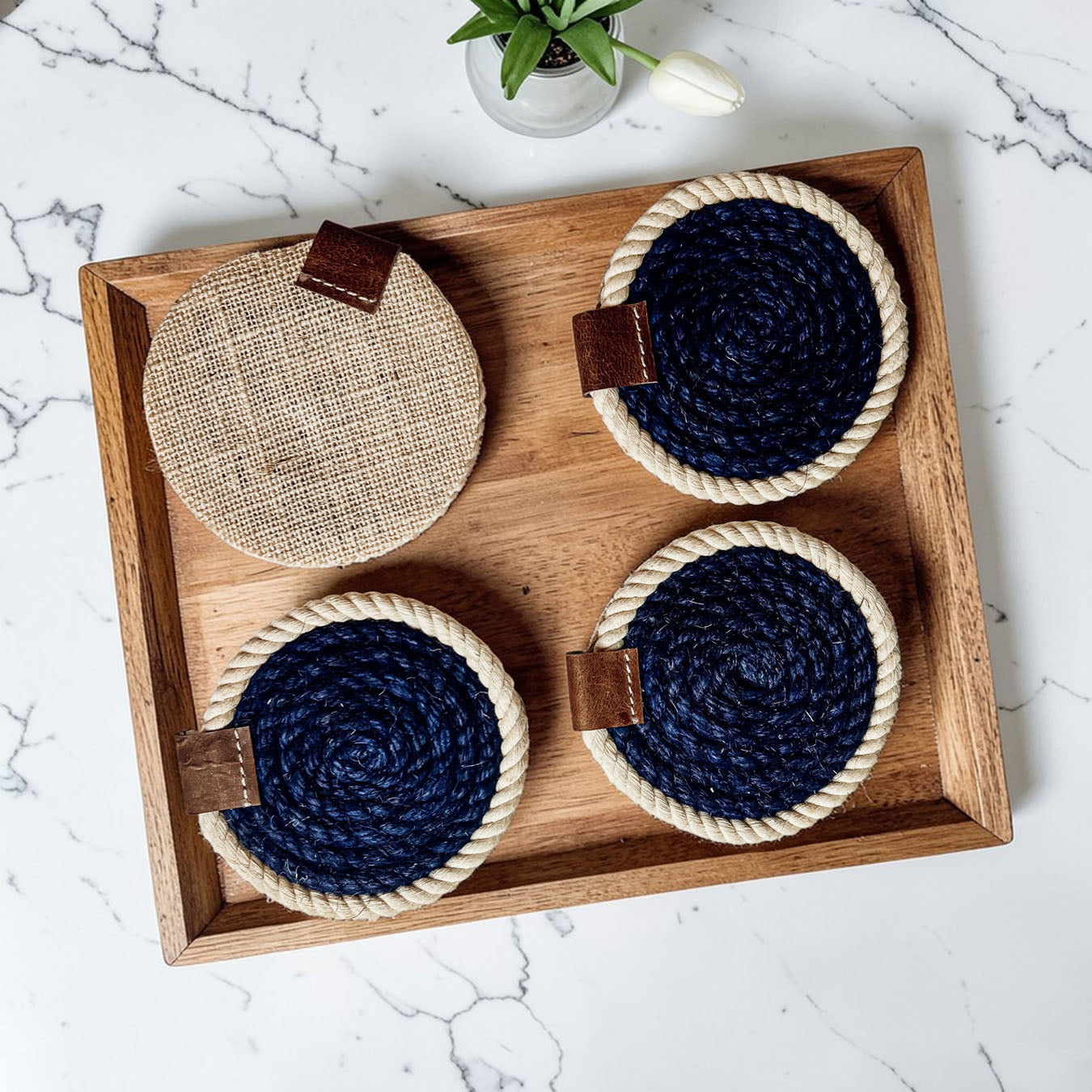 Nautical Rope Braided Coasters - Set of 4