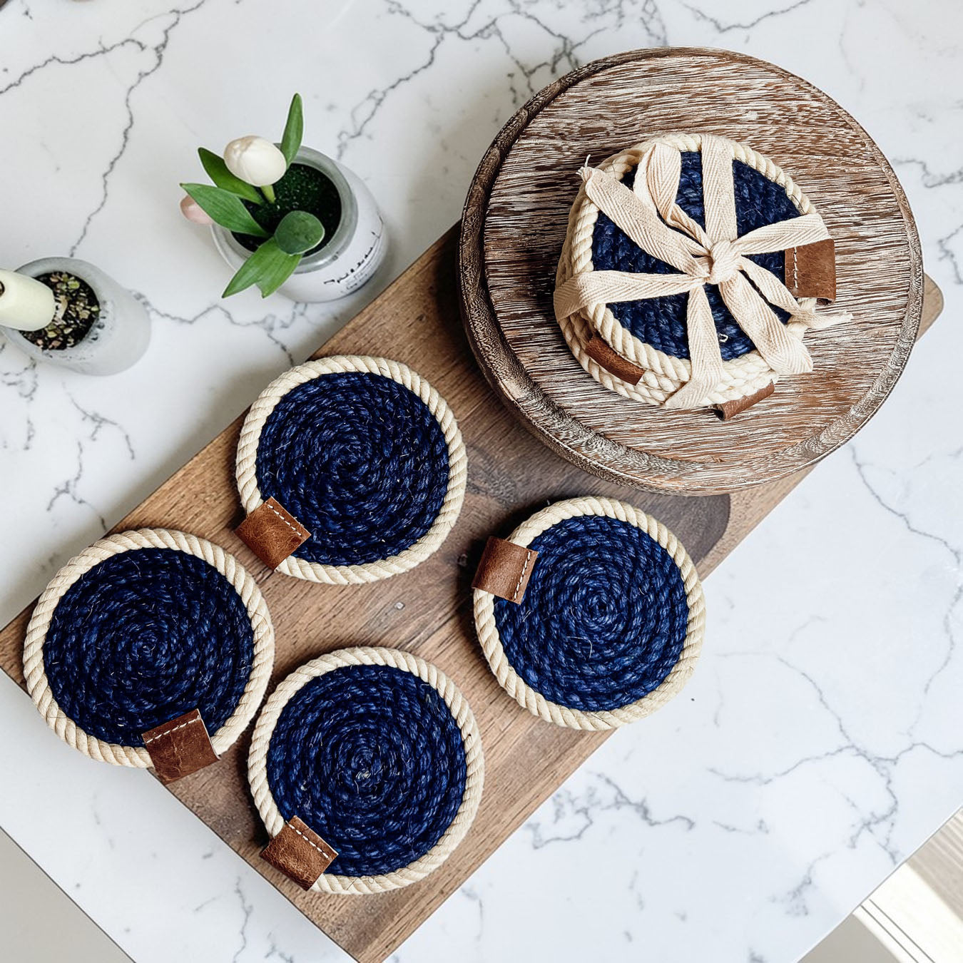 Nautical Rope Braided Coasters - Set of 4