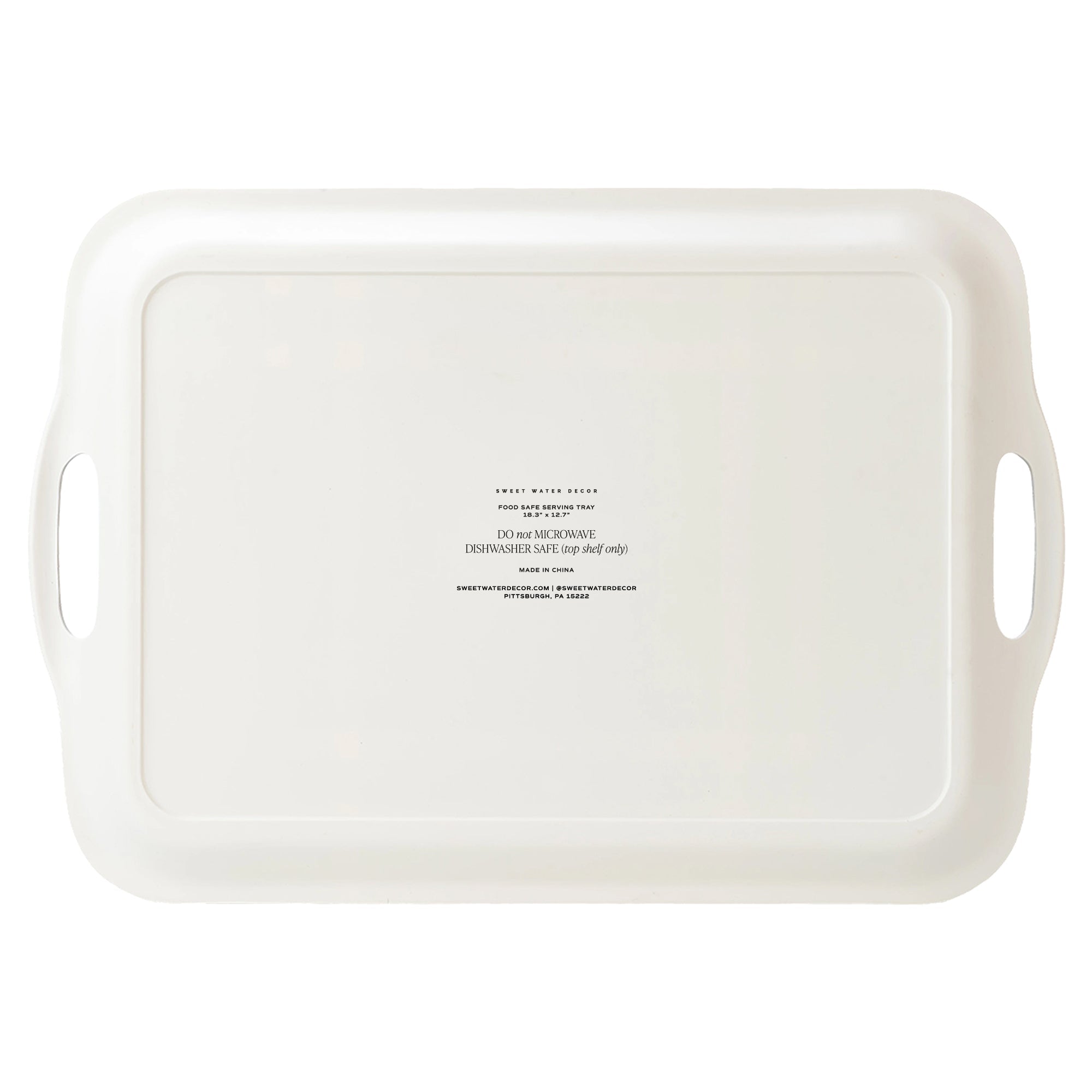 Navy Green Plaid Large Melamine Tray with Handles