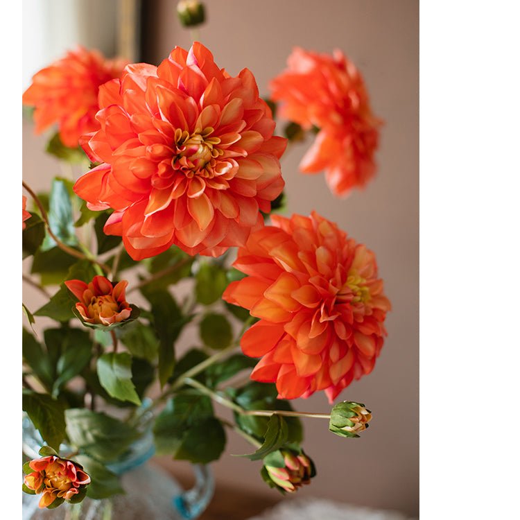 Faux Silk Artificial Blooming Dahlia Stem - 29"