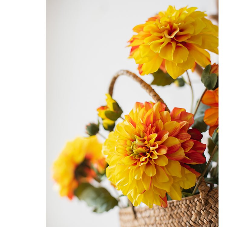 Faux Silk Artificial Blooming Dahlia Stem - 29"