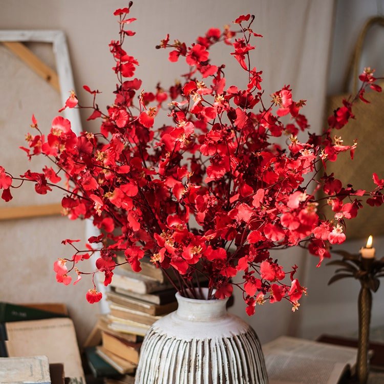 Artificial Oncidium Orchid Stem in Red - 31"
