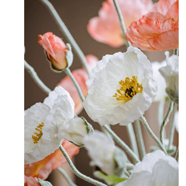 Faux Large Silk Poppy Flower Stem - 41"