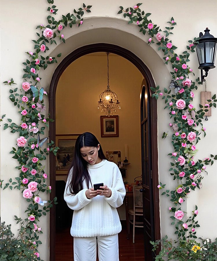Pink Rose Flower Wall Climbing Flower Vines for Outdoor and Events