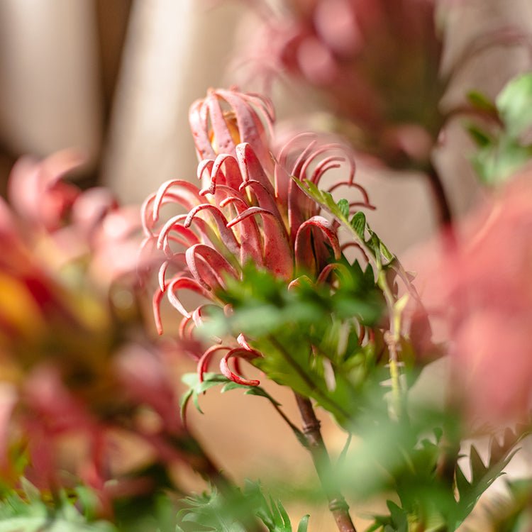 Red Flame Protea Artificial Flower Stem - 31"