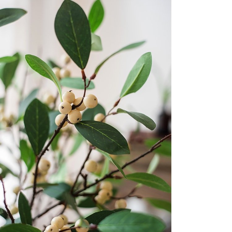 Artificial Fruit Snow Berry Leaf Stem - 28 inch