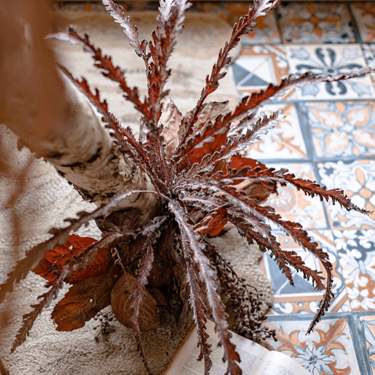 Artificial Spider Brake Fern Stem in Brown -43 inch