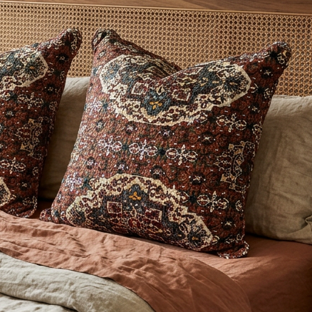 Folk Style Scalloped Euro Pillow Sham Cover - 26 x 26"