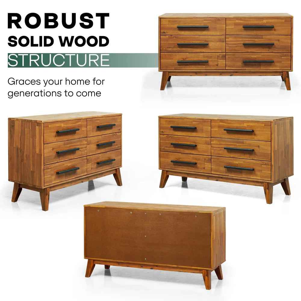 Acacia Legacy Solid Wood Dresser in Caramel or Walnut
