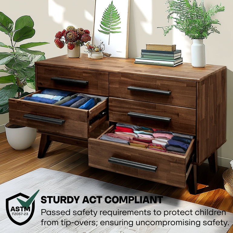 Acacia Legacy Solid Wood Dresser in Caramel or Walnut